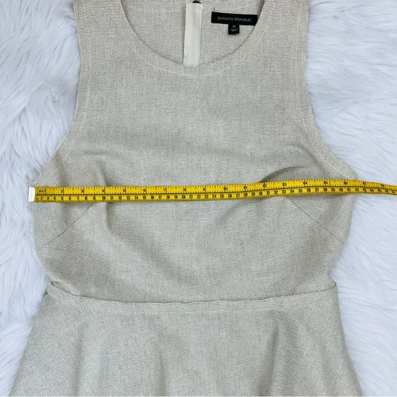 Banana Republic Linen Cotton Peplum Dress Oatmeal Color Size 10 - Picture 11 of 12